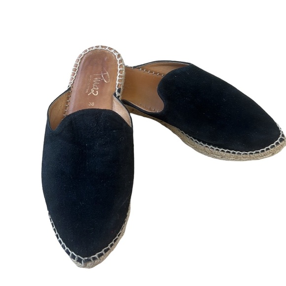 Pima 2 Espadrille Slip On Mules Black Suede Sz 38 = 7.5 Made in Spain - Picture 3 of 7